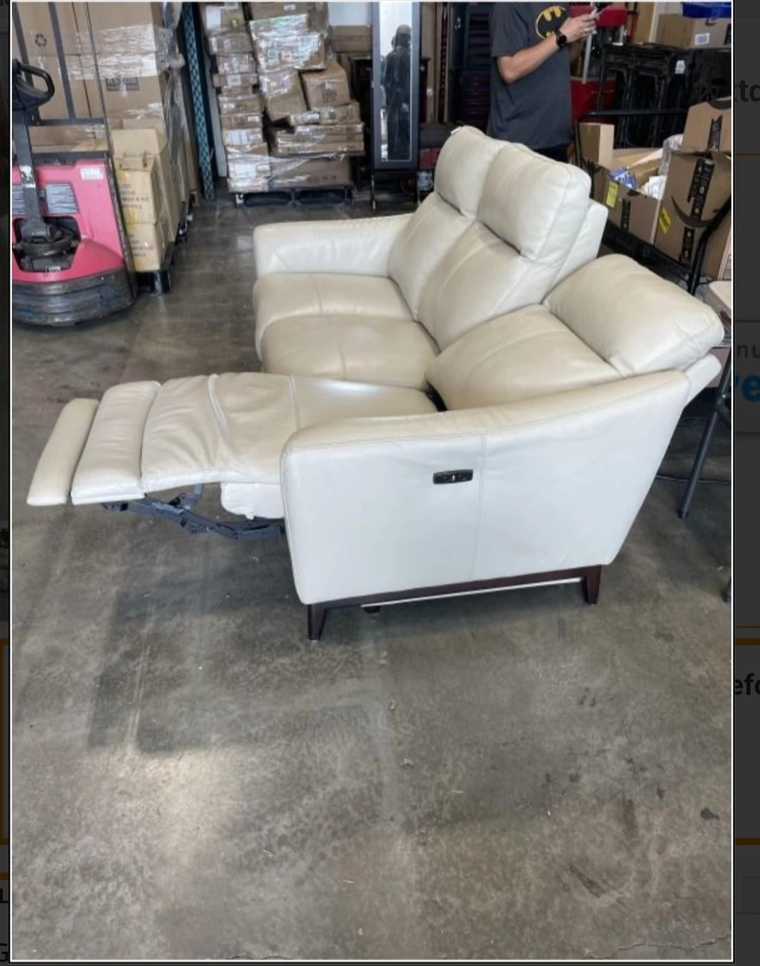 Premium Cream Leather Power Recliner – Excellent Comfort - photo 3