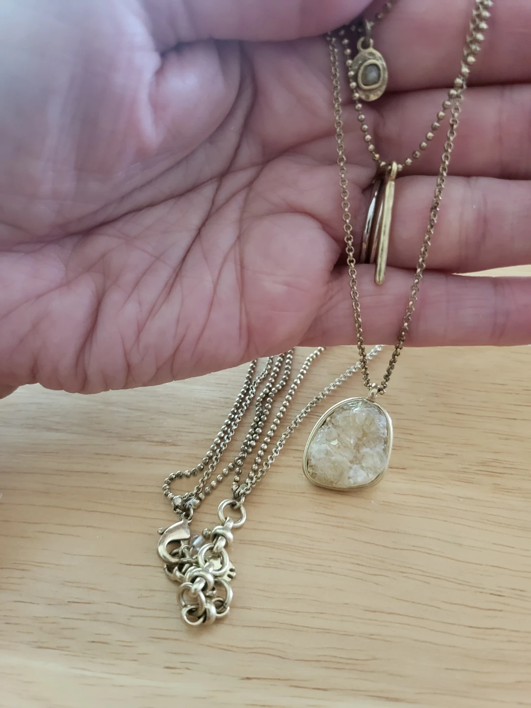 Lucky Brand layered necklace with druzy pendant
