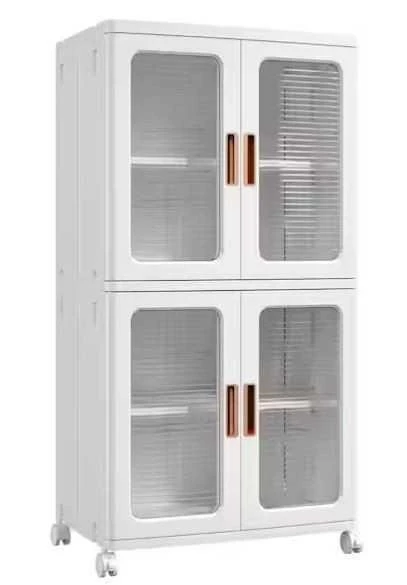 White Folding Cabinet with Wheels(2-Layer Stackable) - photo 2