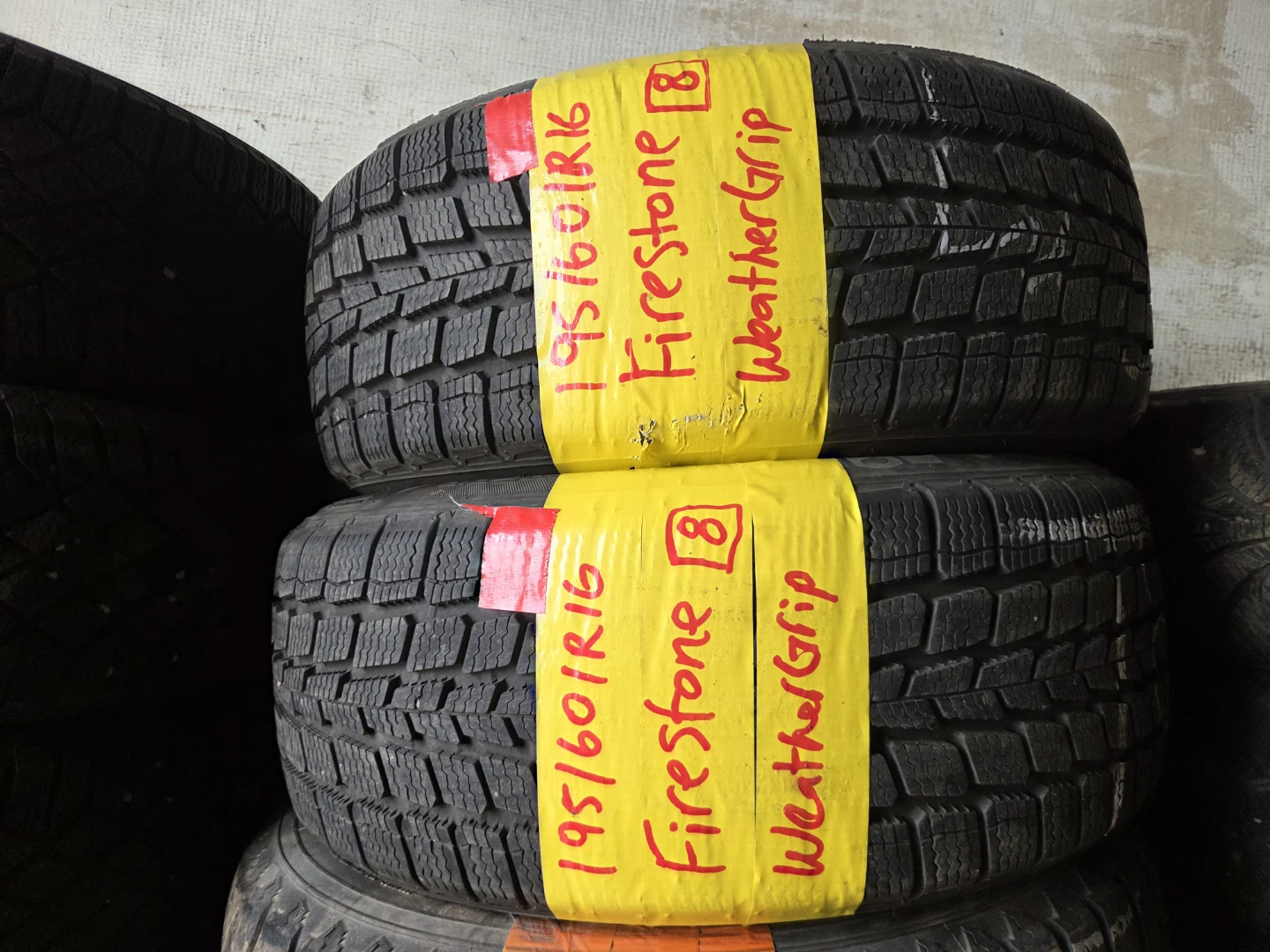 2 Firestone WeatherGrip Tires 195/60R16