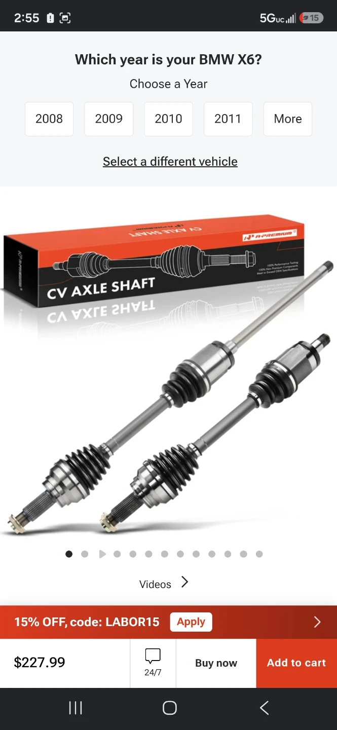 BMW X6 CV AXLE SHAFT