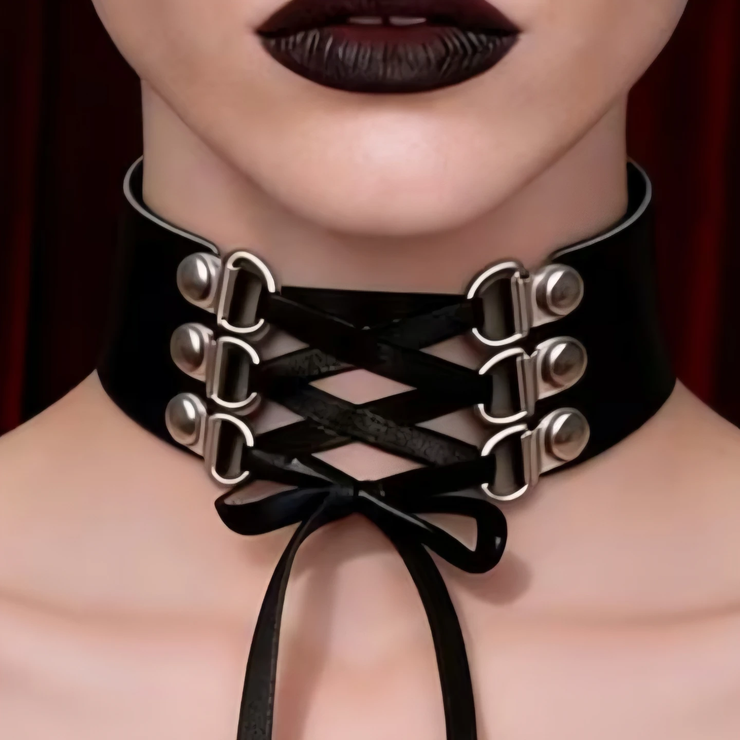 Gothic style faux leather choker - photo 3