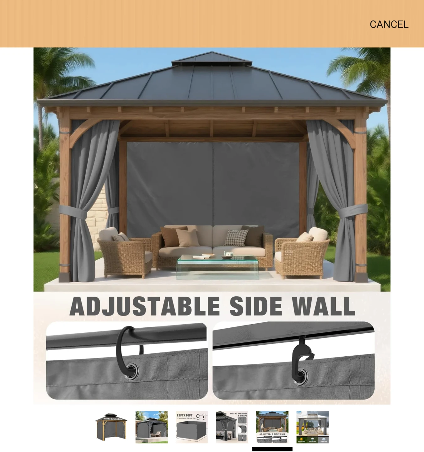 12ft x 10ft Gazebo Privacy Curtains - photo 5