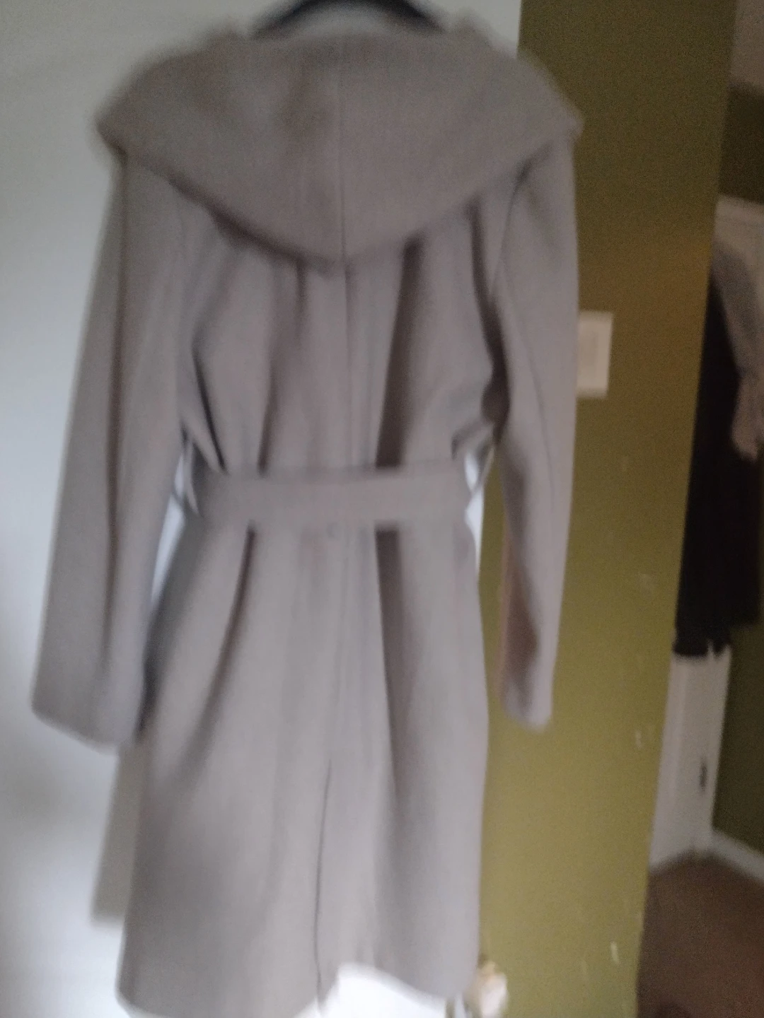 Beige double breasted hooded coat - photo 2