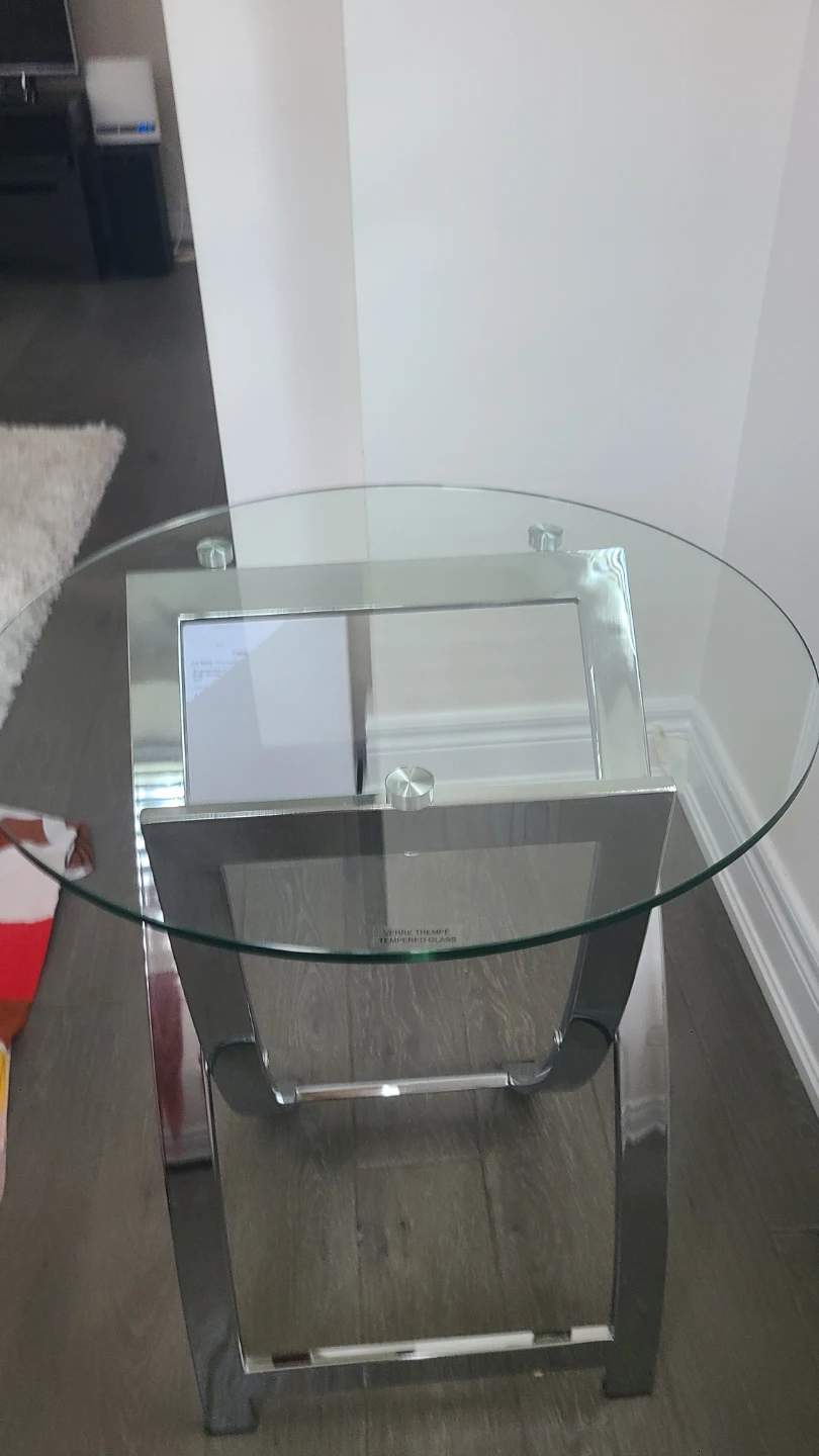 Modern Chrome and Tempered Glass Side Table - photo 2