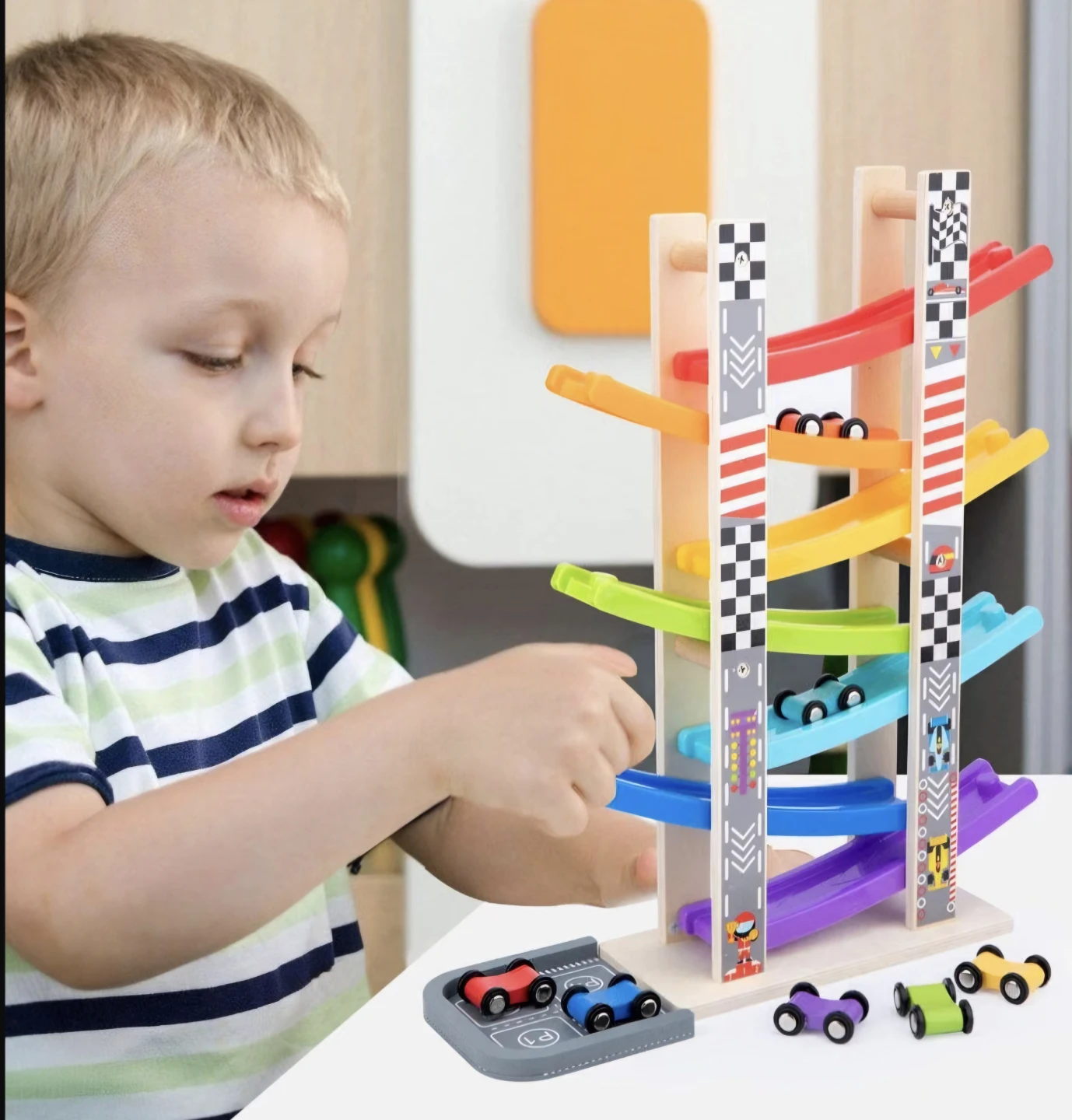 WOOD CITY Wooden Race Track Playset - photo 3