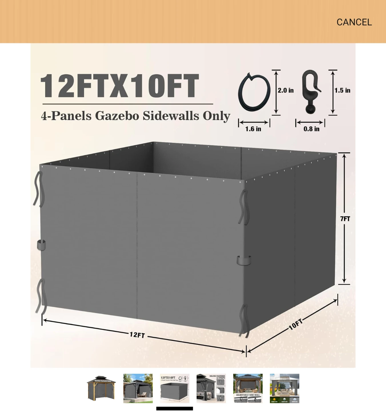 12ft x 10ft Gazebo Privacy Curtains - photo 3