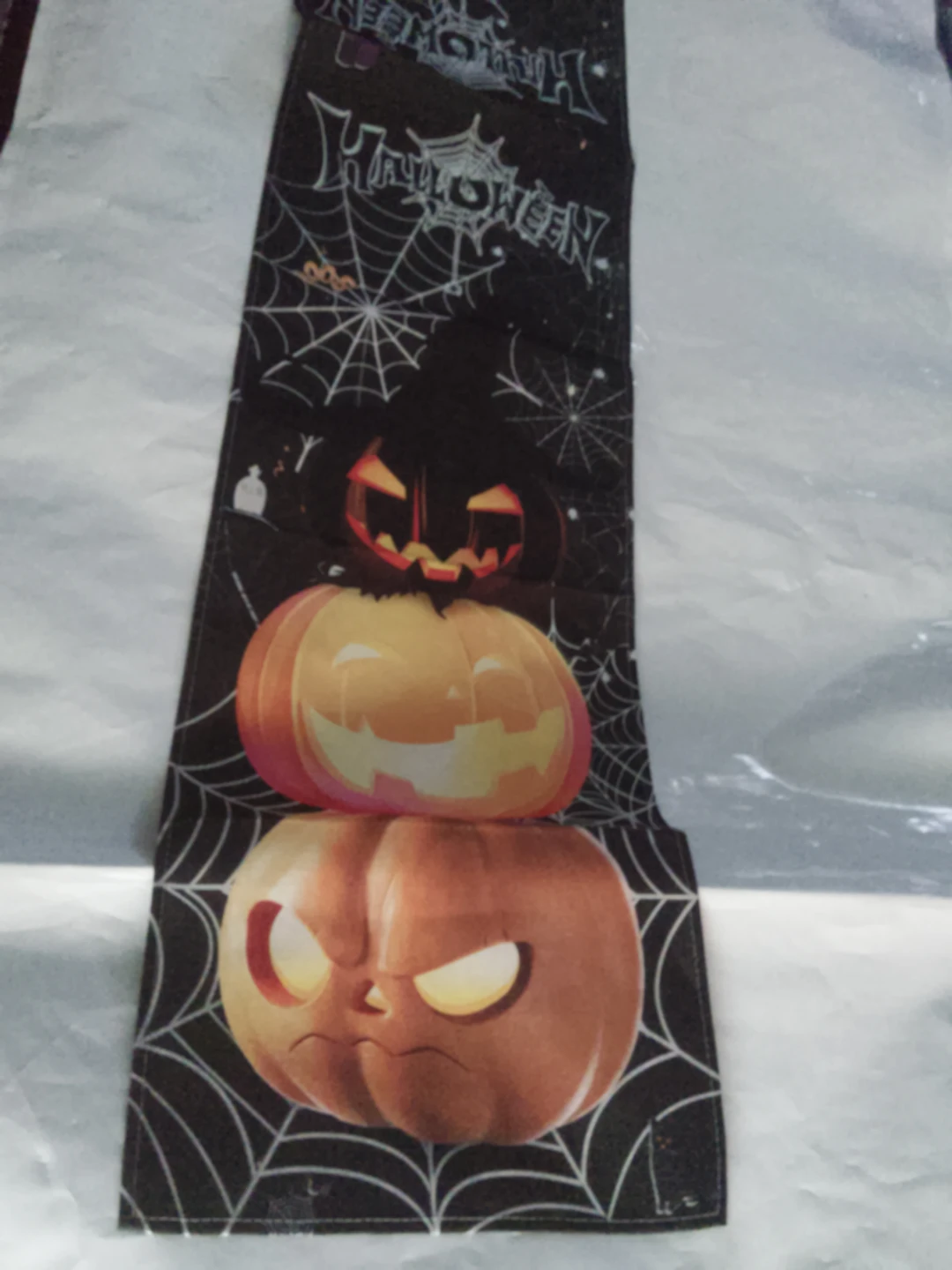 Halloween Table Runner with Pumpkins and Spiders