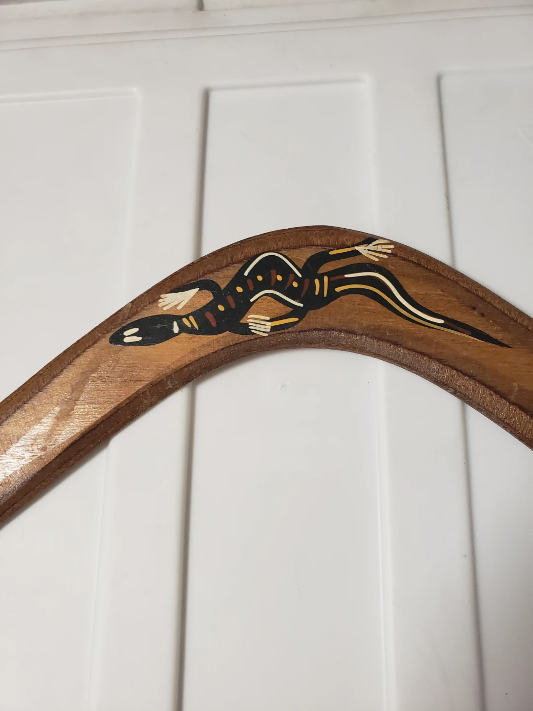 Aboriginal Style Hand-Painted Wooden Boomerang - photo 3