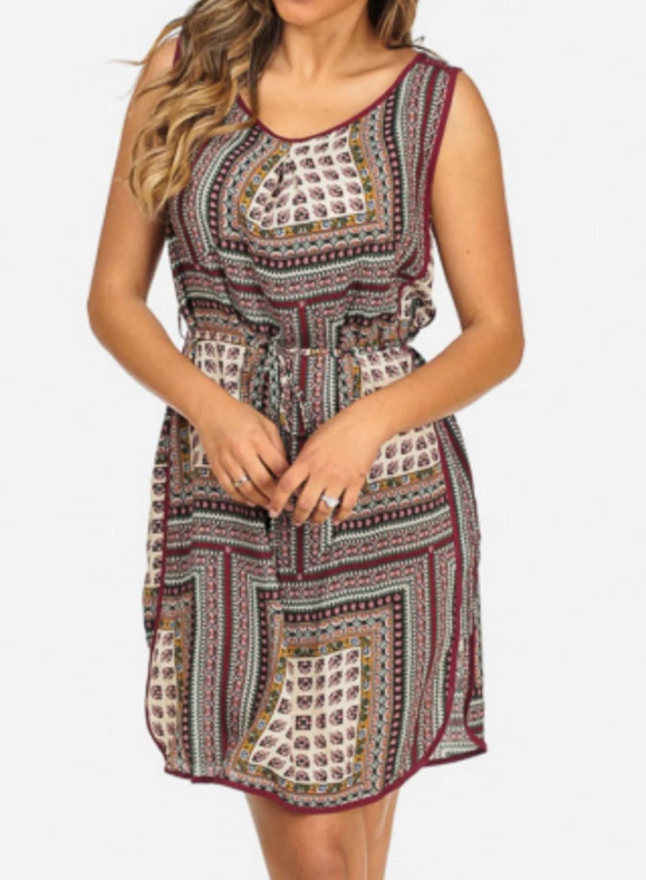Geometric Print Sleeveless Dress