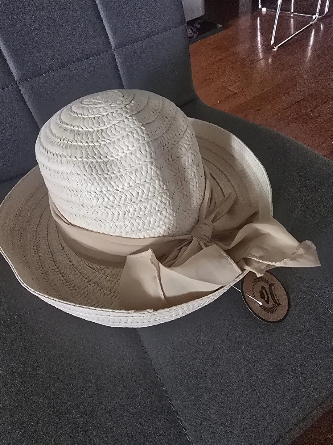 Cream Straw Sun Hat with Bow - photo 2