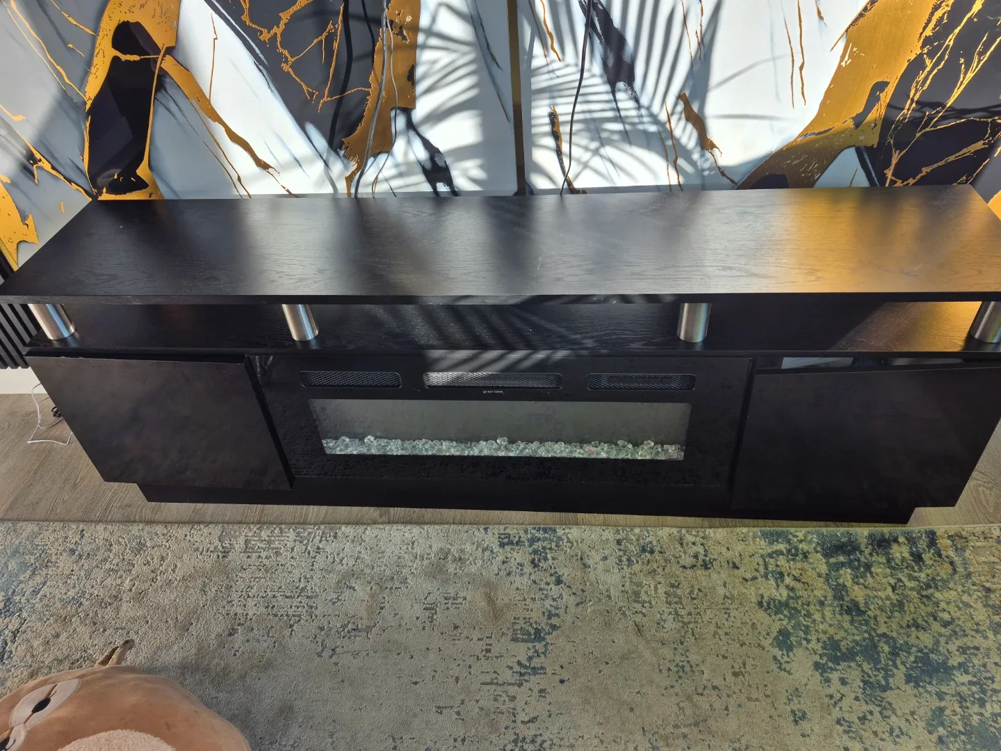 Black Electric Fireplace Media Console - photo 4
