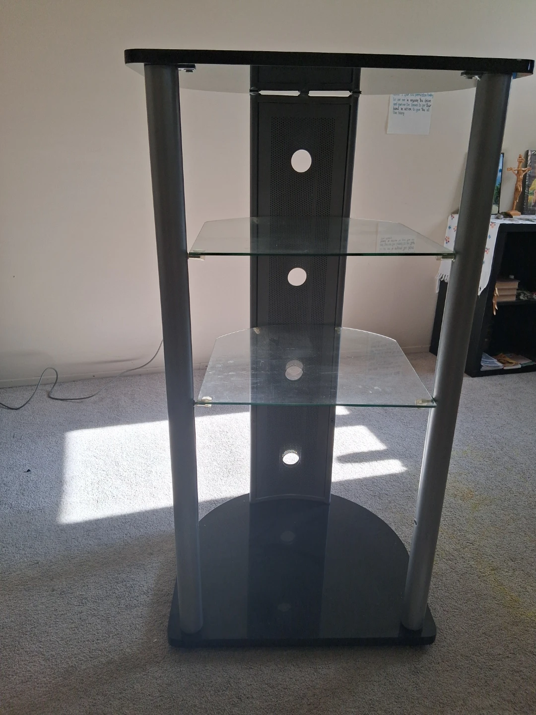 Glass and Silver Metal AV Media Stand - photo 3