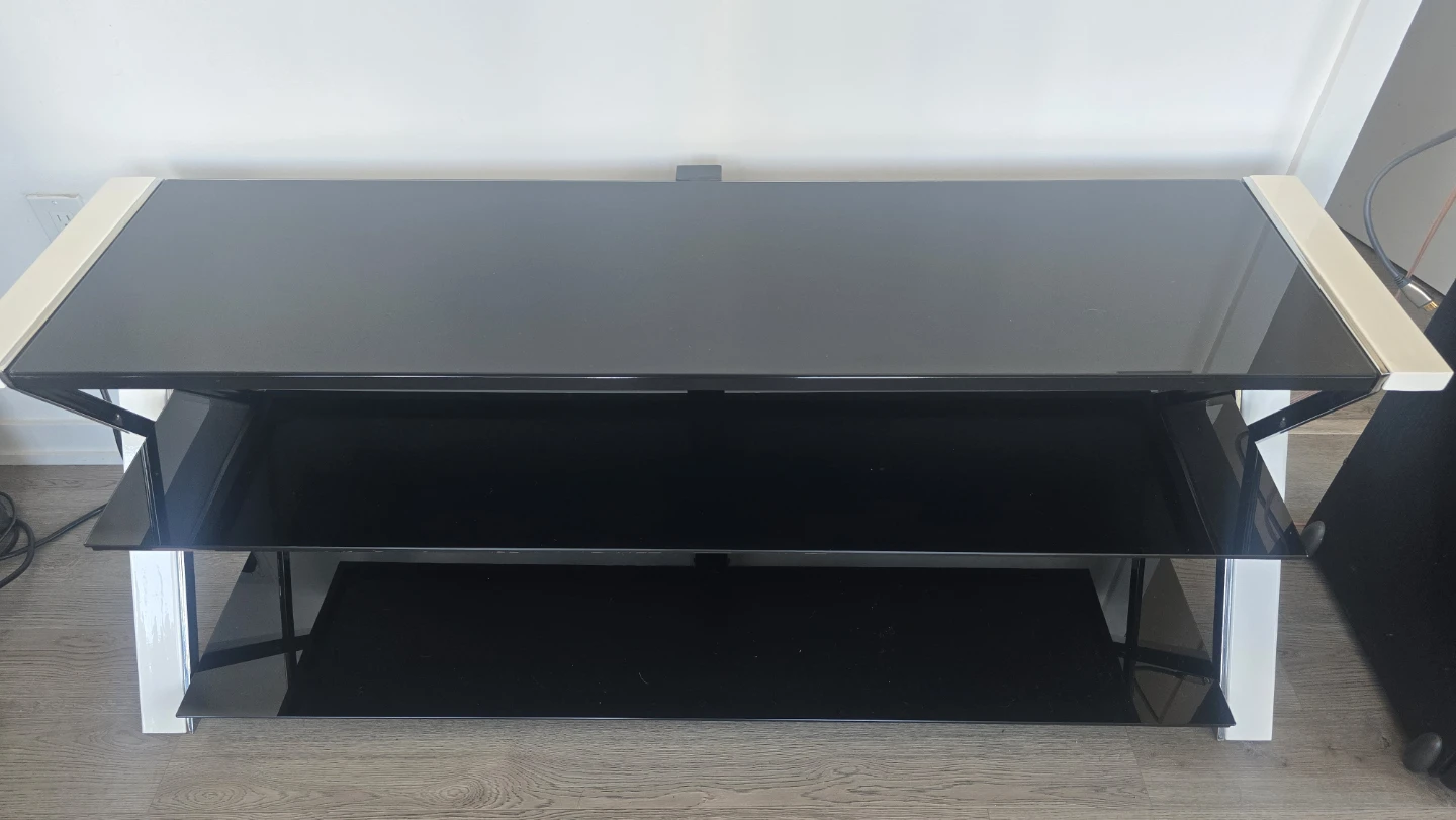 Modern Black Glass 3-Tier TV Stand (Fits 65" TV) - photo 3