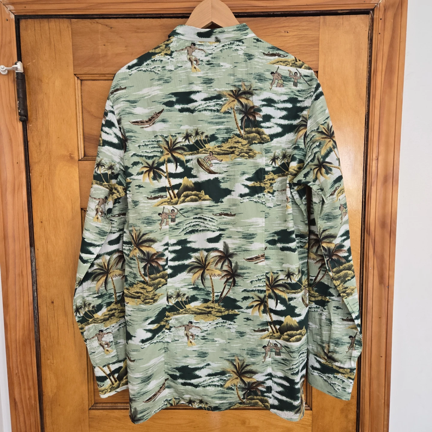D&G Brad Tropical Palm Print Button-Down Shirt Mens 16.5 Green 🏈 - photo 3