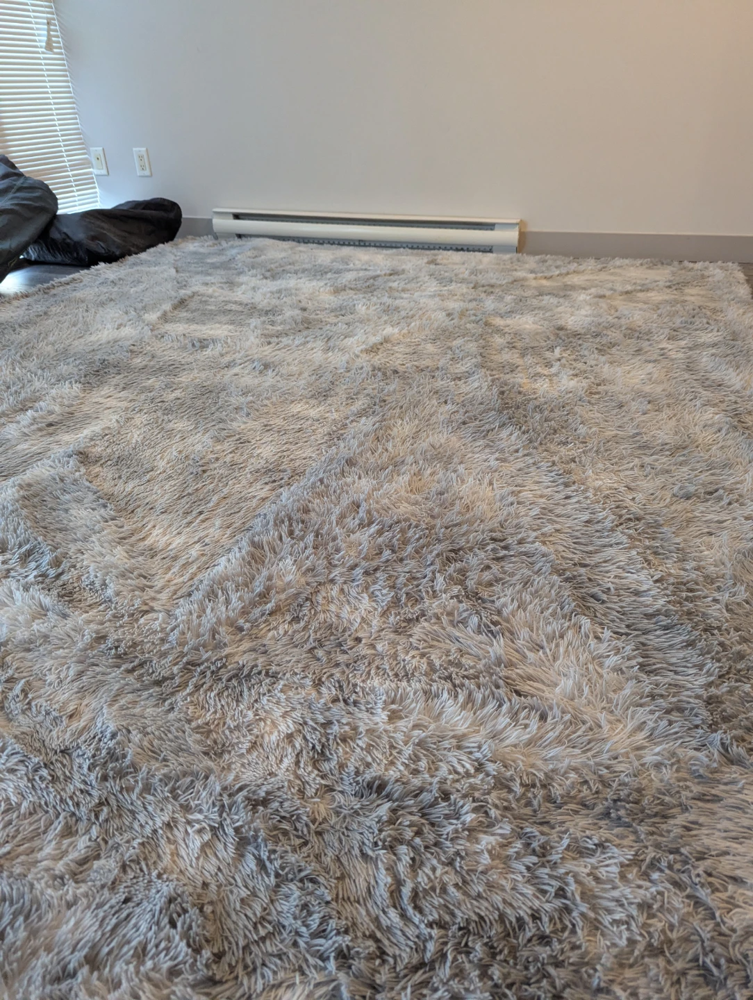 97"×122 Large grey fluffy area rug - photo 4