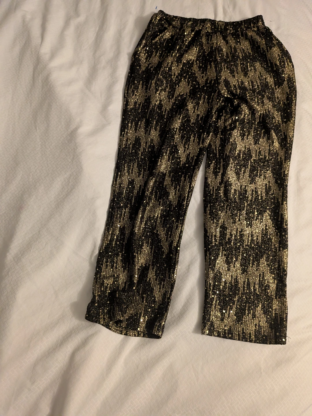 Ana & Rose Gold and Black Sequin Pants