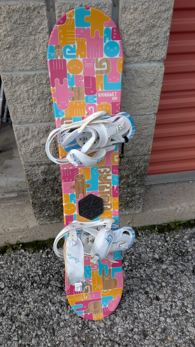Burton Chicklet 120 Snowboard with Stiletto Bindings