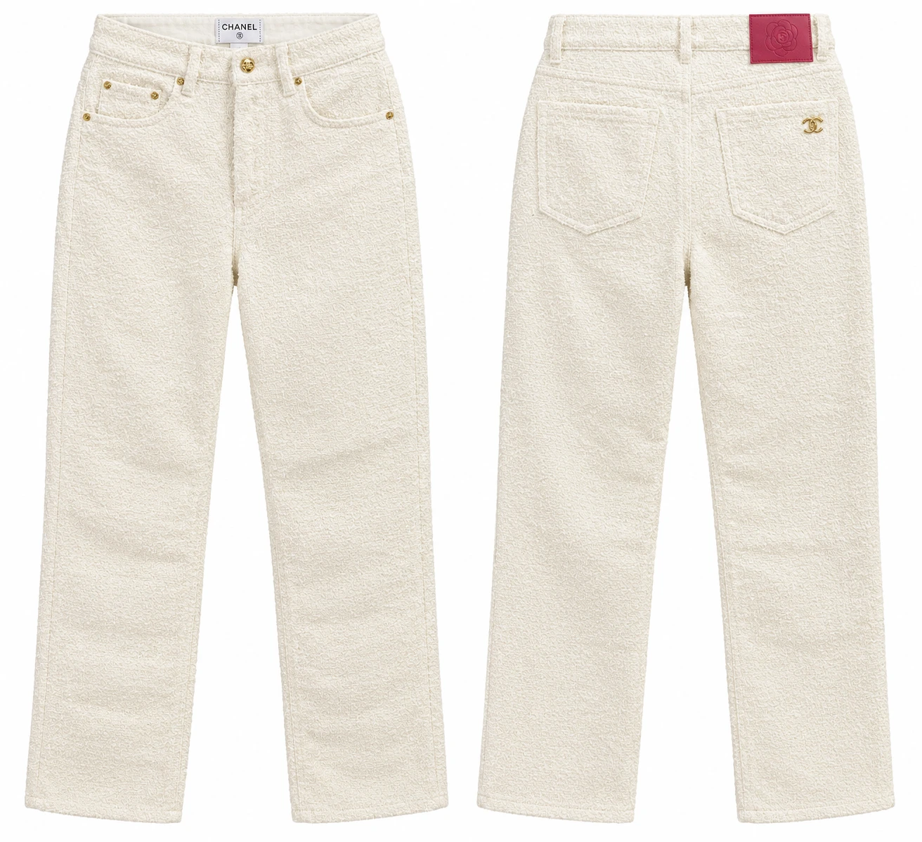 Chanel White Tweed Trousers