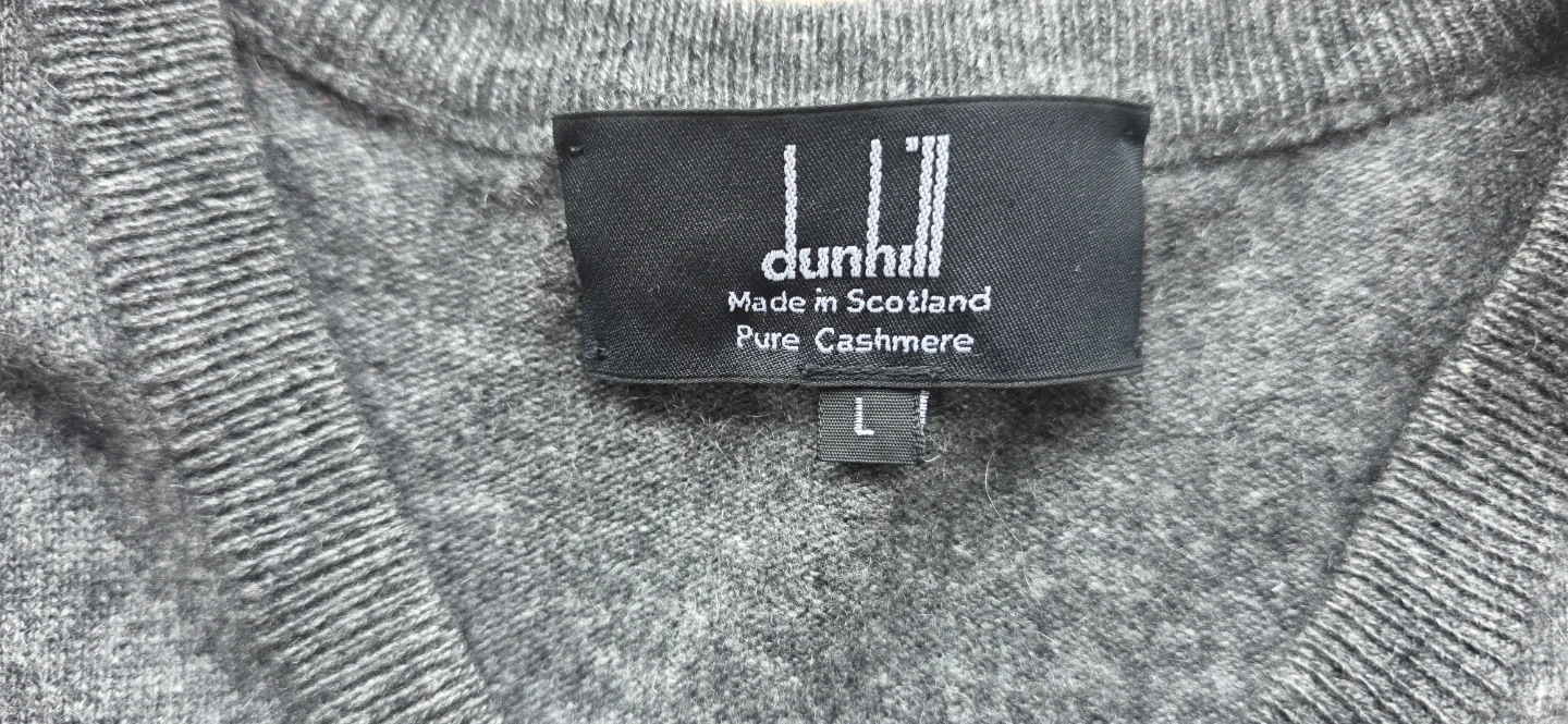 Vintage Dunhill Men's grey Cashmere V neck sweater (Size L) - photo 5