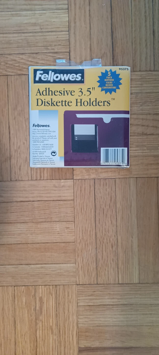 Fellowes Adhesive 3.5" Diskette Holders 5 Pack