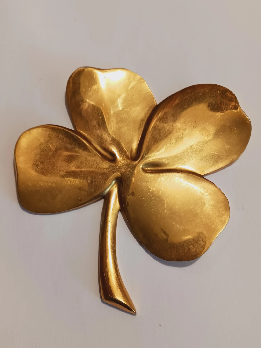 Vintage Brass Four-Leaf Clover 🍀 Paperweight Decor
