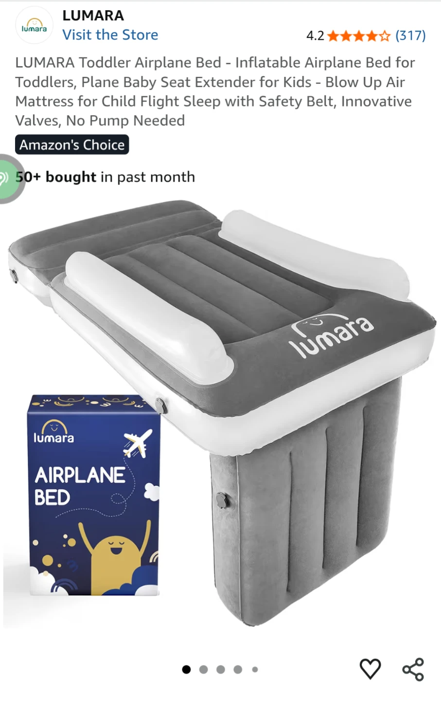 Lumara Inflatable Toddler Airplane Bed