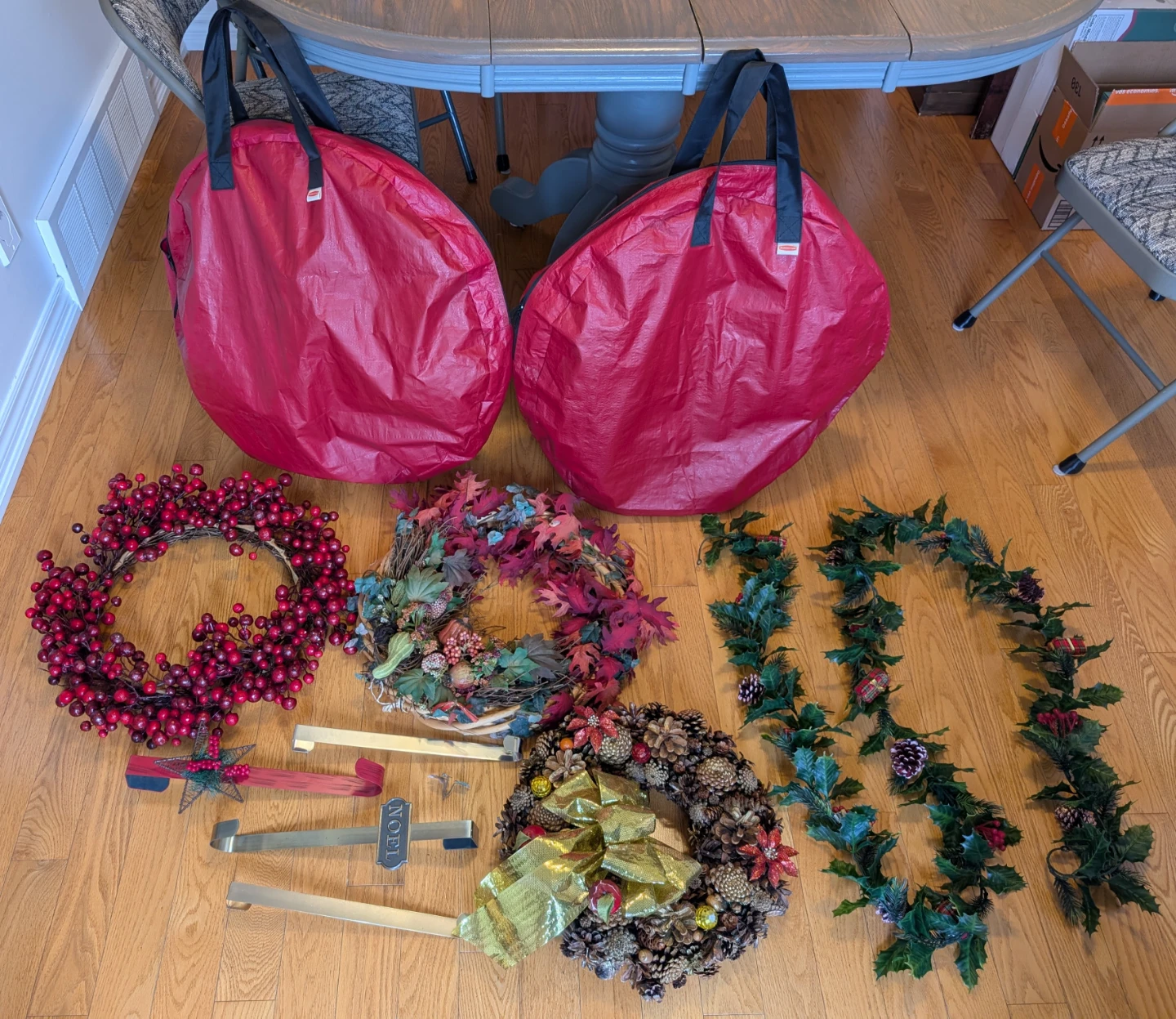 Fall & Christmas Wreaths with Storage Bags and hangers