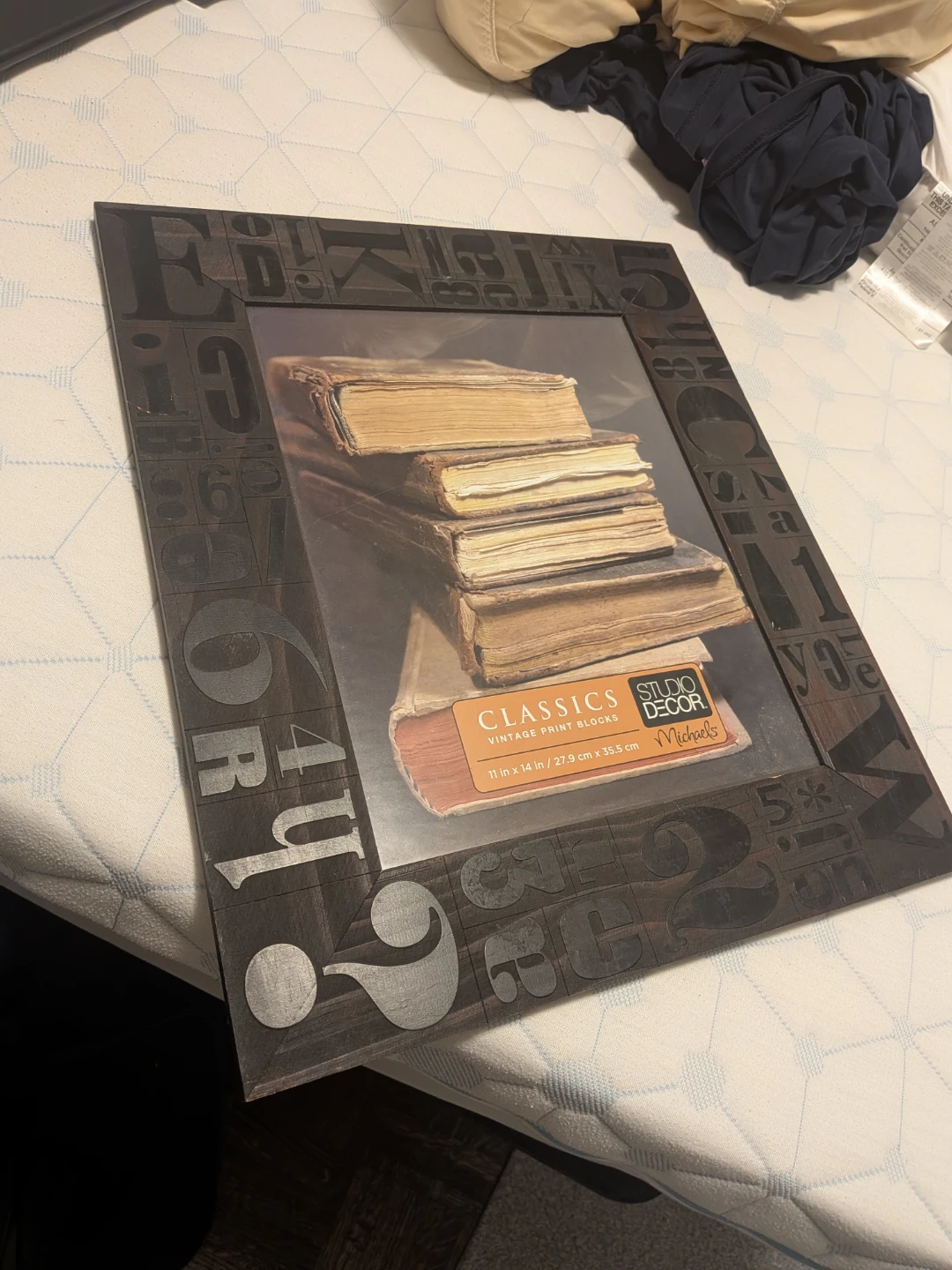 Dark brown print blocks picture frame