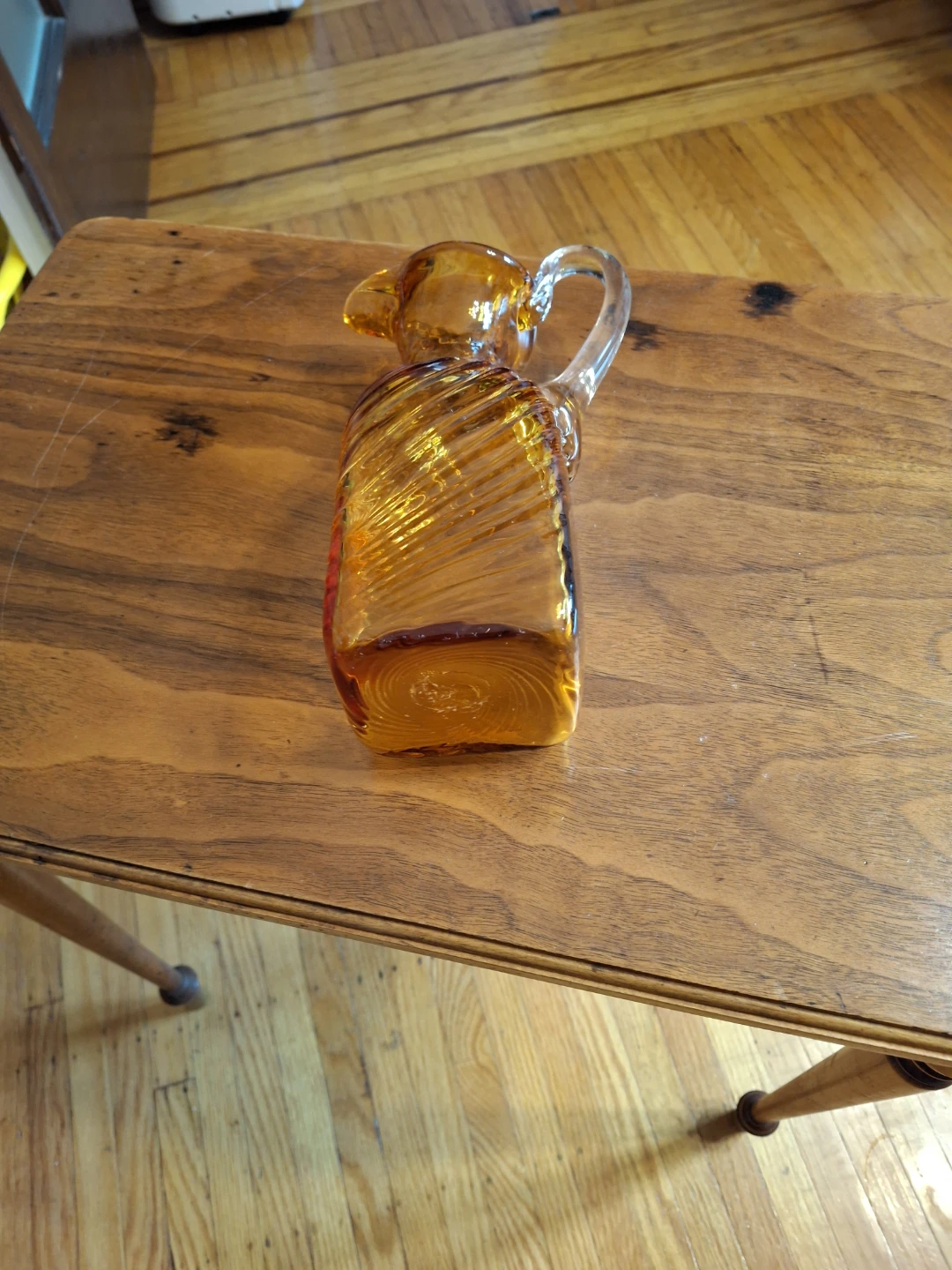 Vintage Amber Glass Swirl Pitcher - photo 4