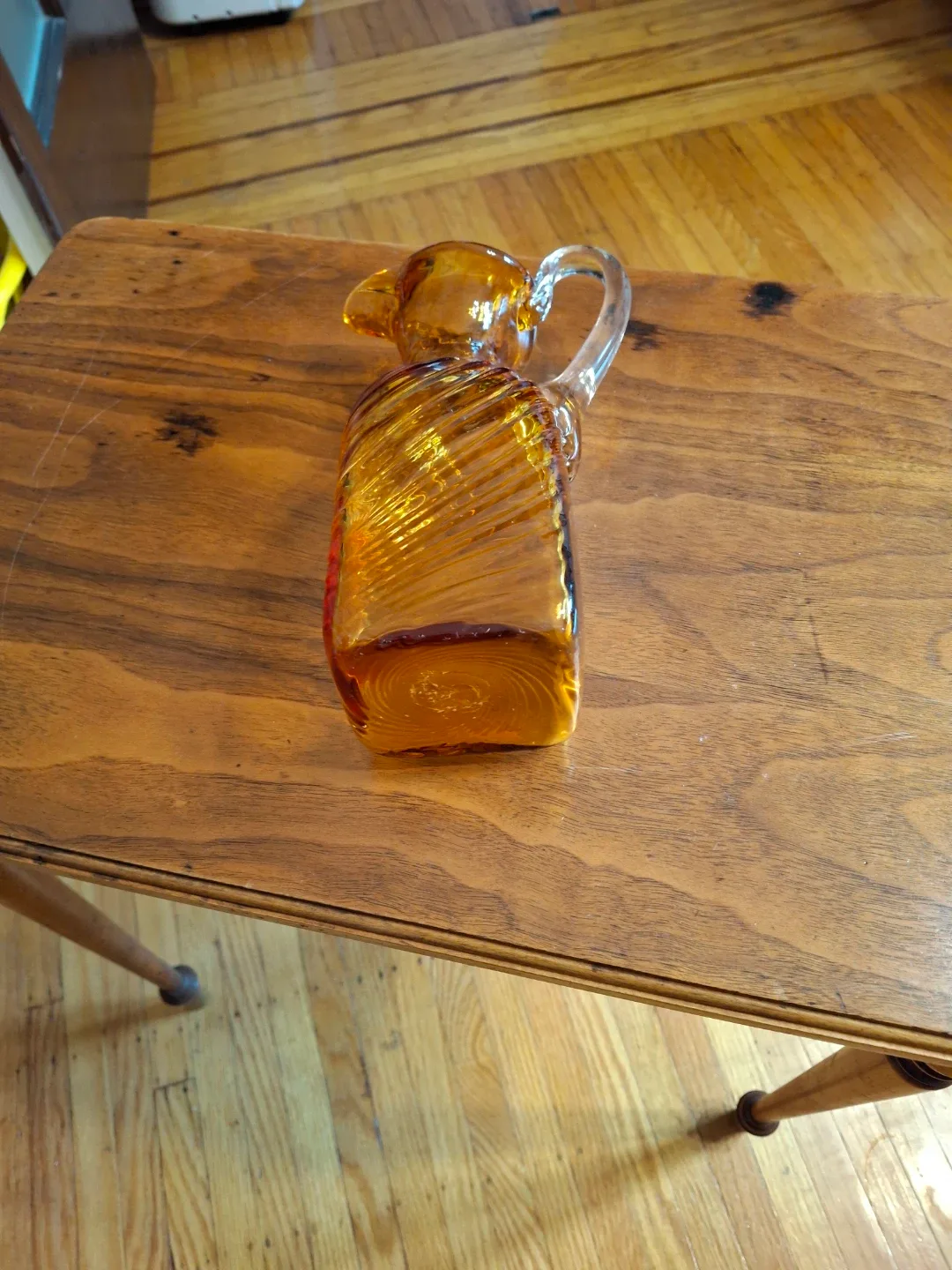 Vintage Amber Glass Swirl Pitcher - photo 4
