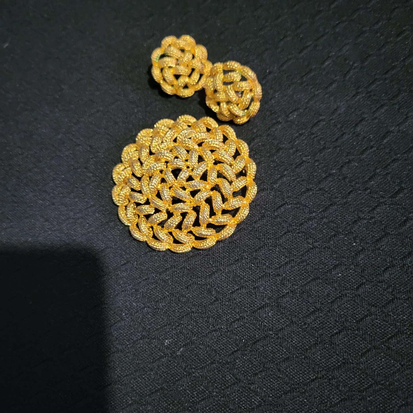 Vintage Gold-Tone Brooch and Earring Set