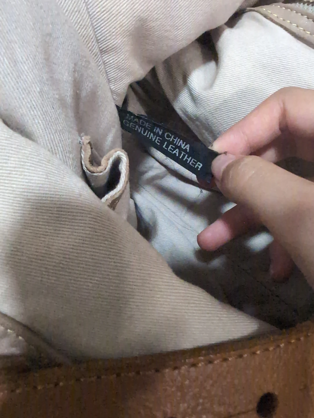 Taupe Genuine Leather Shoulder Bag - photo 3