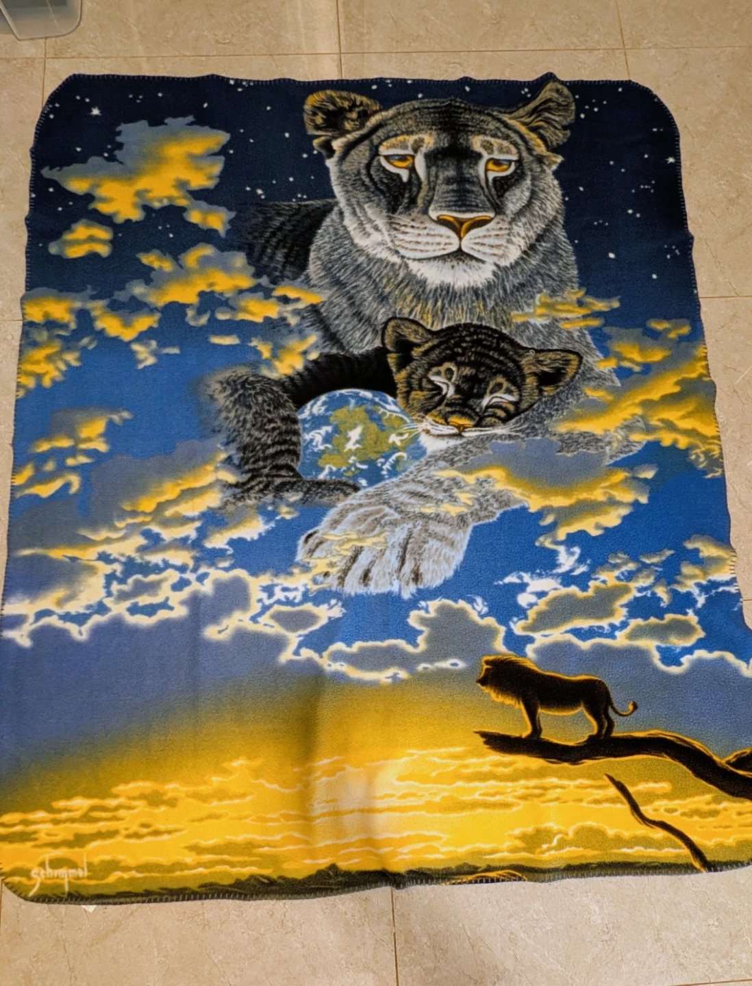Lion and Cub Fleece Blanket