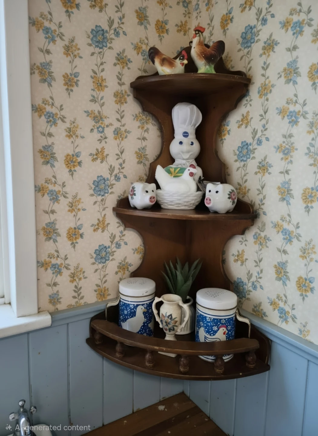 Vintage Three-Tier Wooden Corner Shelf - photo 4