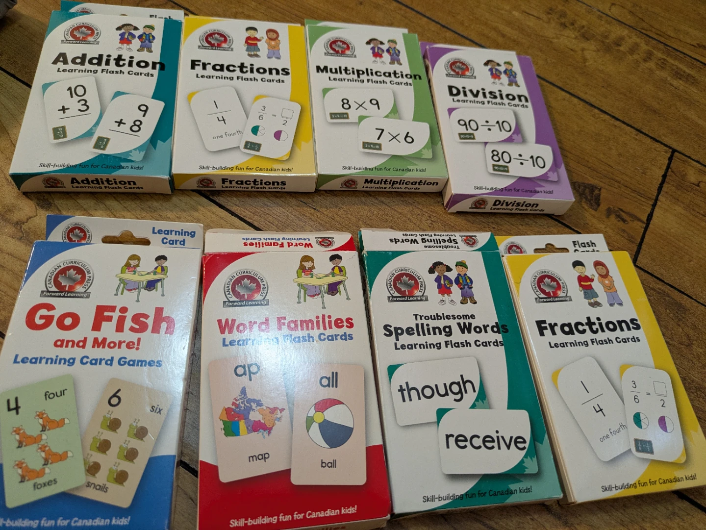 8 Sets of Canadian Curriculum Press Learning Flash Cards