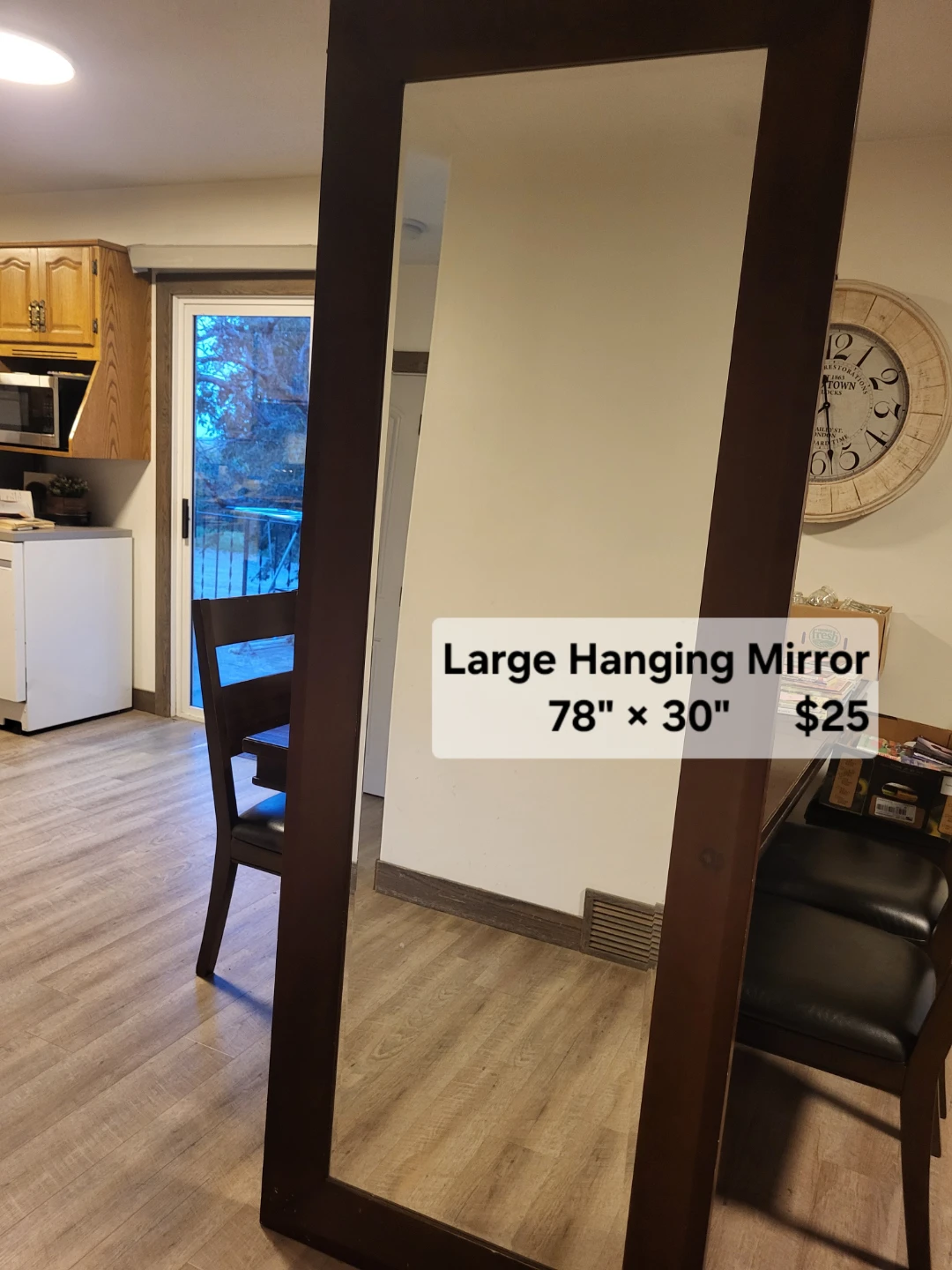 Large Wooden Hanging Mirror