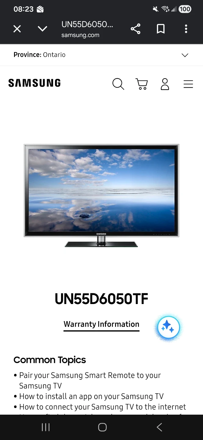 Samsung 55" TV UN55D6050TF