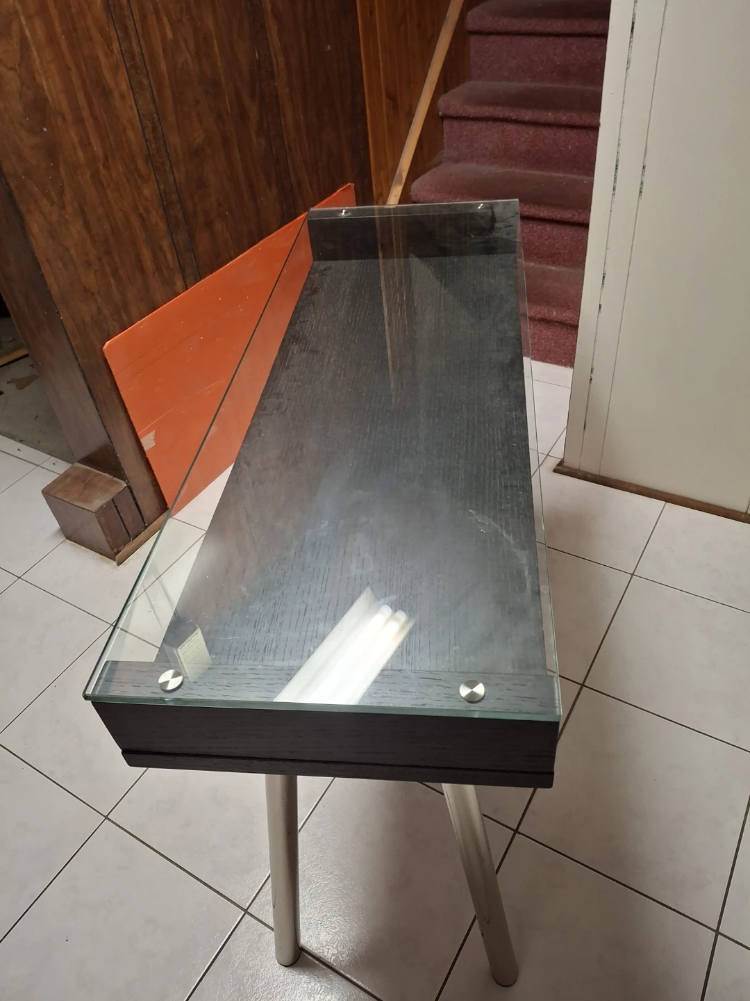 Modern glass and wood console table - photo 3