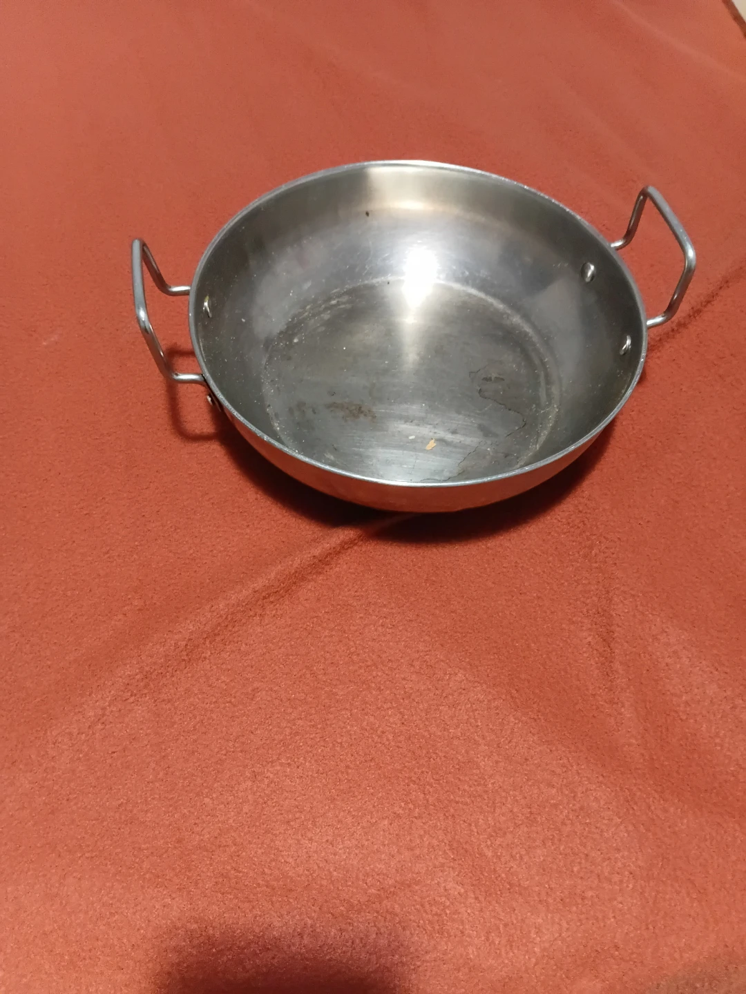 Stainless steel serving pan with dual handles