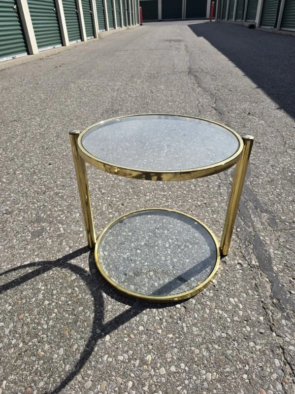 Vintage Brass and Glass Side Table