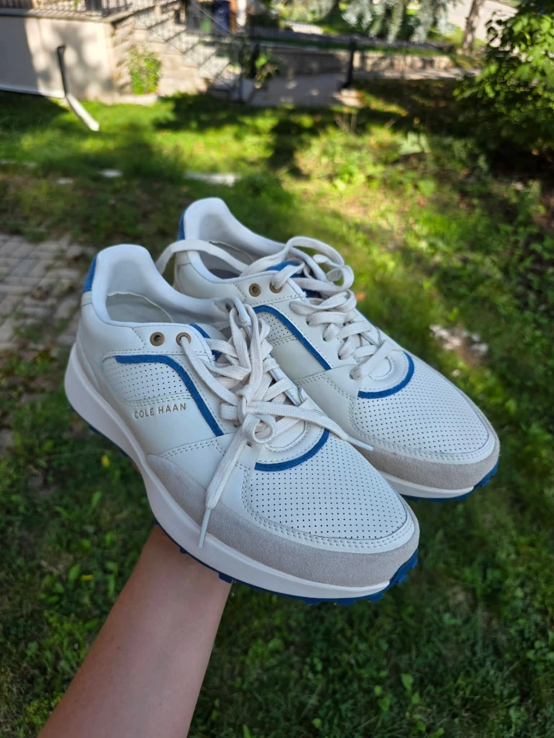 Cole Haan White and Blue Sneakers