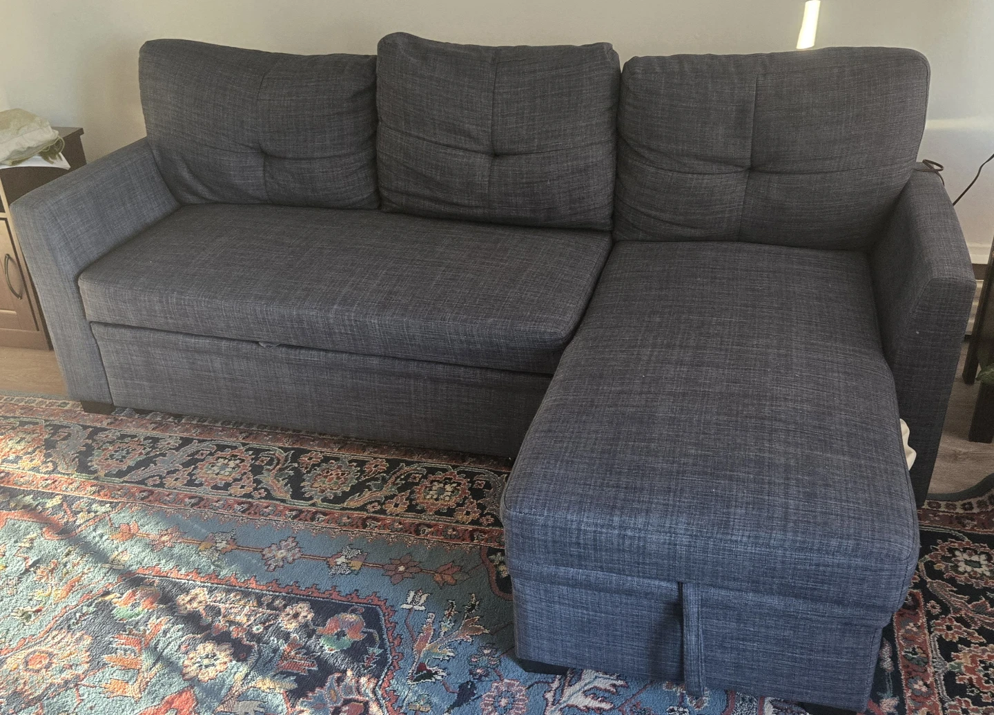 Dark Grey Sectional Sofa with Sleeper and Storage - photo 2