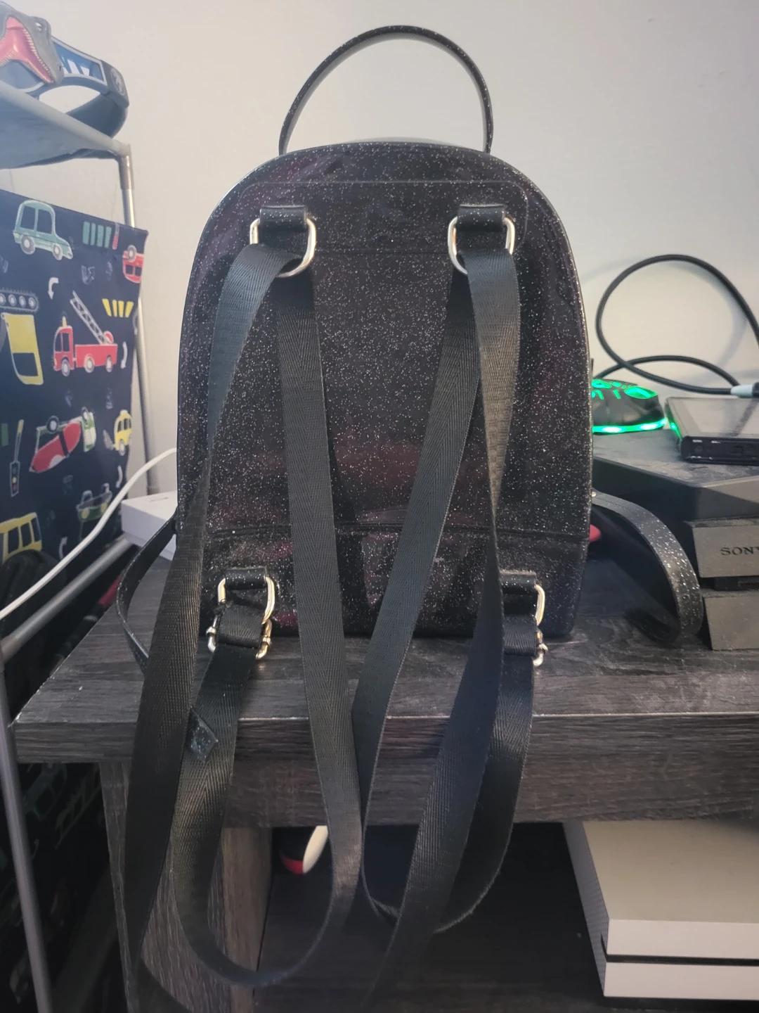 Black Glitter Mini Backpack - photo 3