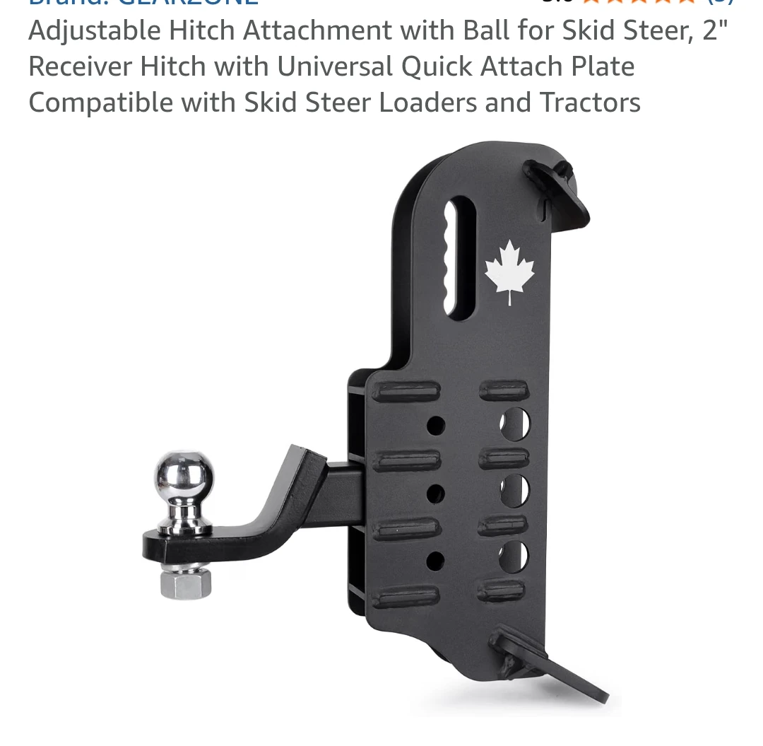 GEARZONE Adjustable Hitch Attachment for Skid Steer