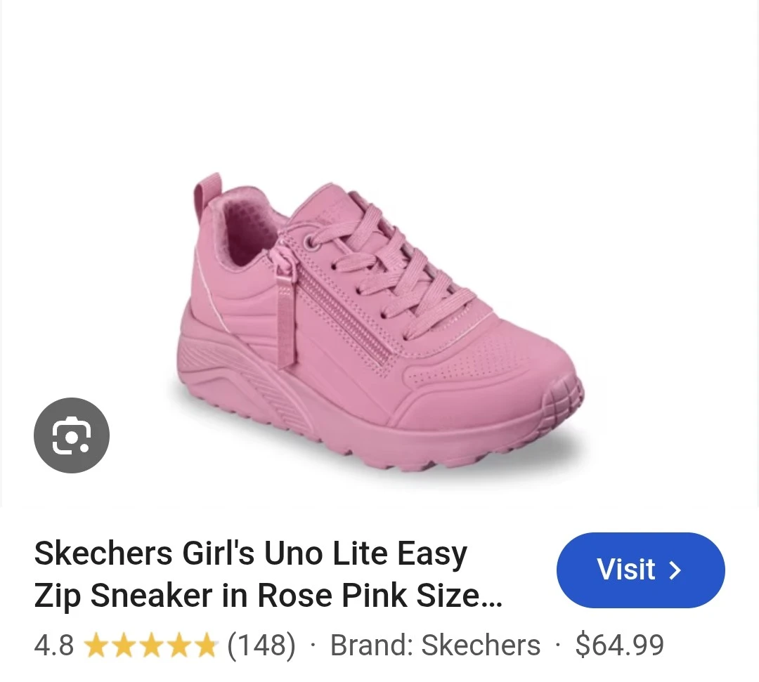 Like New Skechers Girls Uno Lite Easy Zip Sneakers size 3 - photo 2