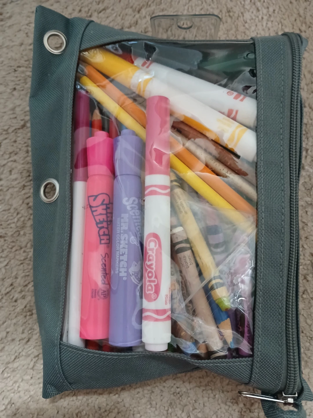 Assorted Art Supplies in Pencil Case