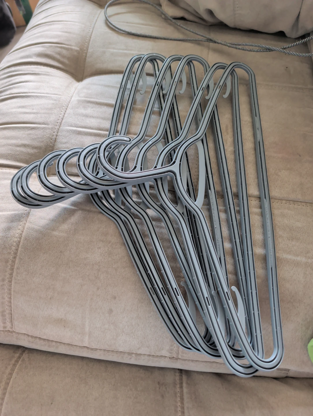 Set of 6 Grey Plastic Clothes Hangers