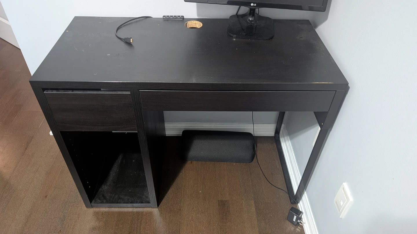 Black Desk with Drawer and Storage