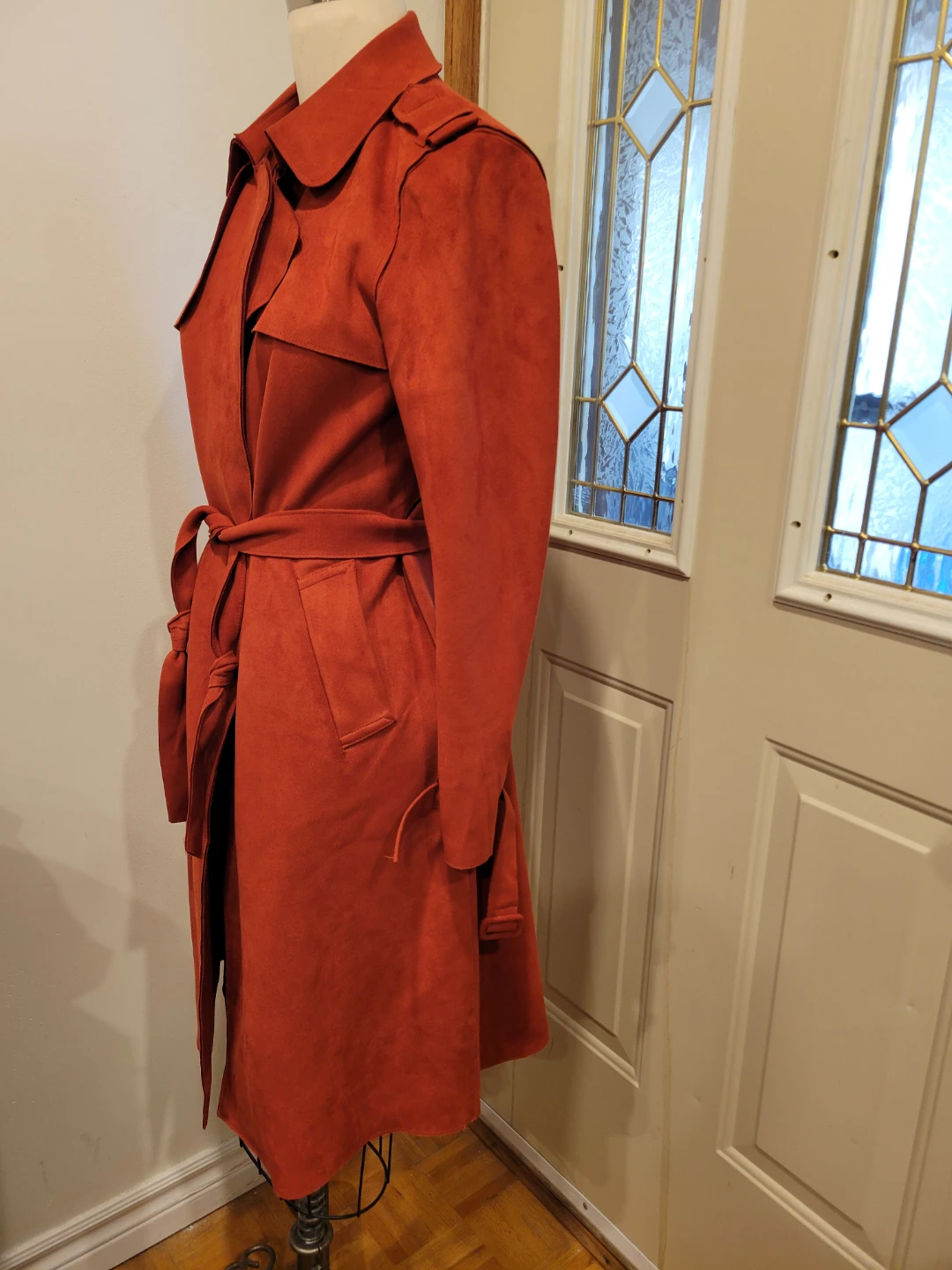 Forever 21 Burnt Orange Suede Trench Coat Size Med - photo 2